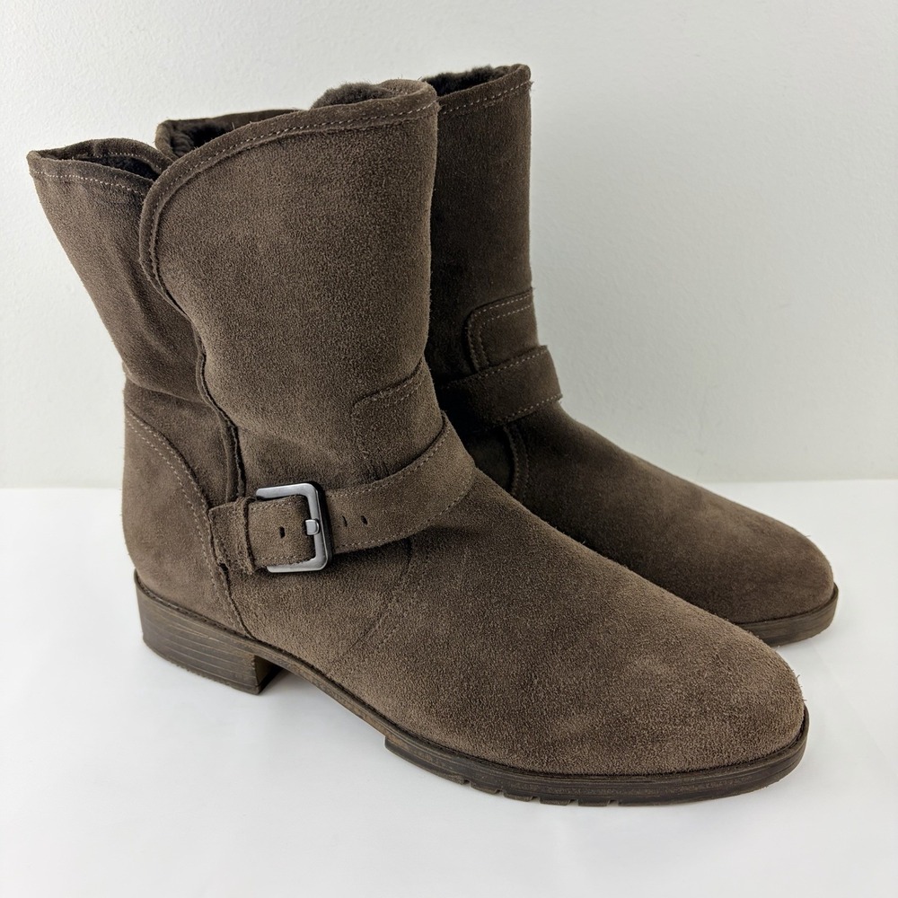 Naturalizer Brown Suede Women's Ankle Boots Size 9 Faux‎ Fur Lined Comfort
